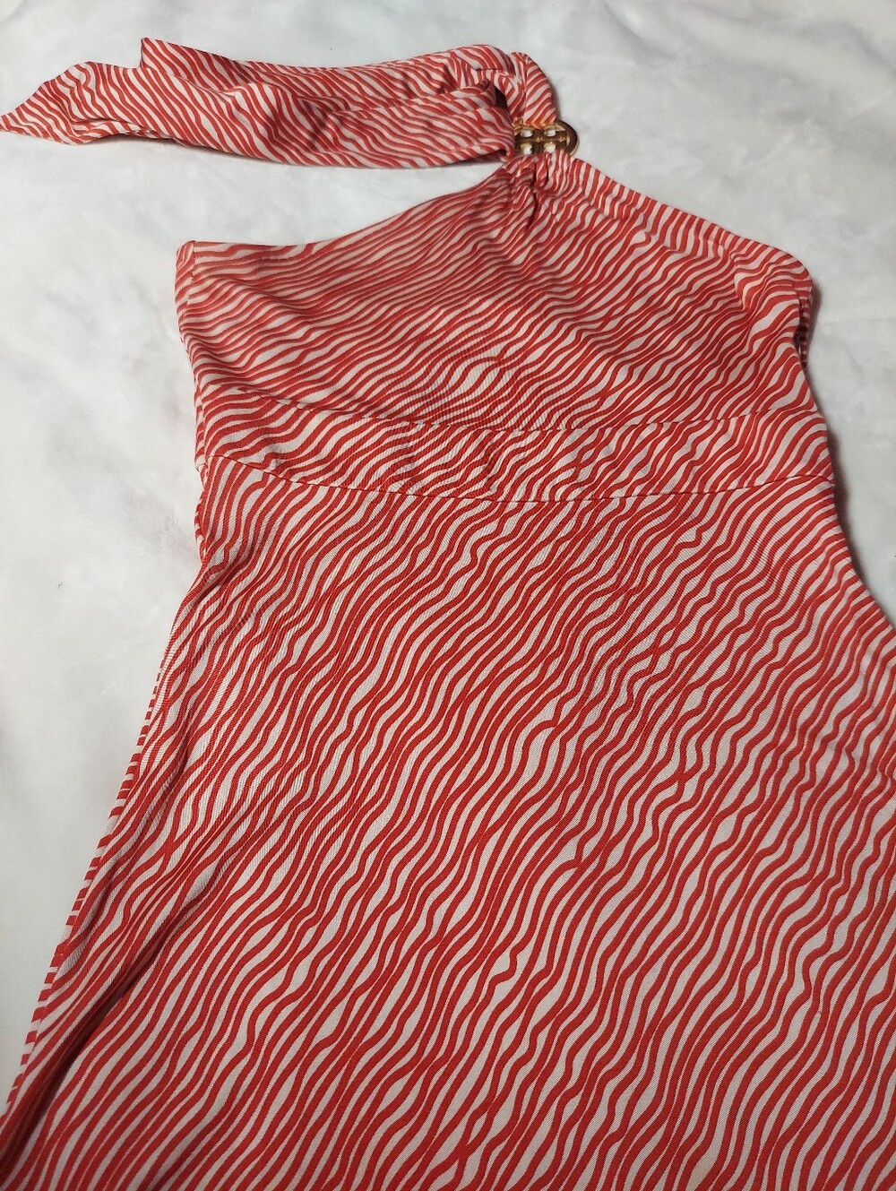 TORY BURCH 100% Silk Red and White Woman's Halter Dress S